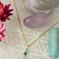 Collier 3 perles amethyste amazonite 2